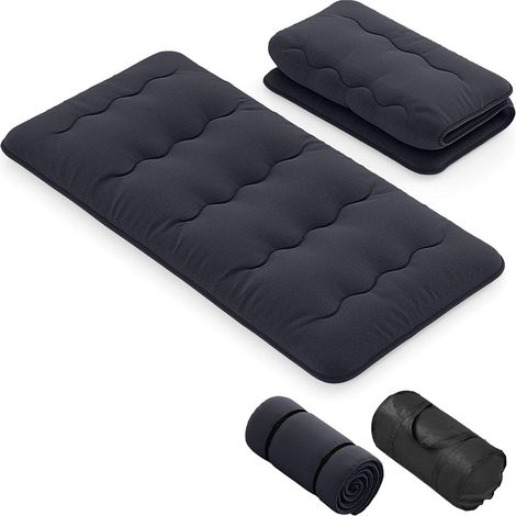 Colchón futón portátil de 90 x 200 cm plegable con funda lavable diseño japonés microfibra negra 200018703