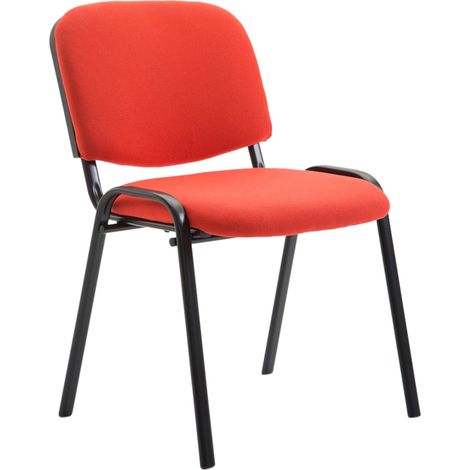 Sedia visitatore impilabile per area attesa in tessuto rosso, base a 4 gambe in metallo nero 100003400