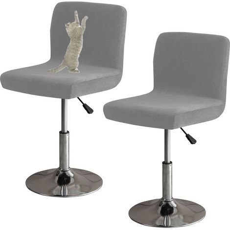 Ensemble de Housses de Tabouret de Bar en Velours, Housses de Chaise de Tabouret de Bar Souples Anti-Griffes de Chat avec Dossier, Housse de Chaise de pub Universelle Lavable (Gris foncé, 2 (1/5)