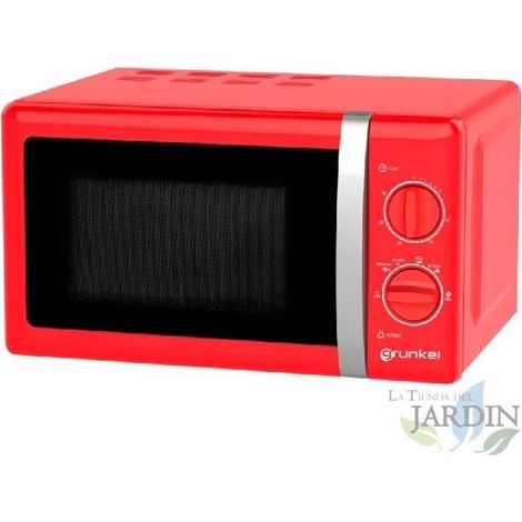 Microondas Vintage Grunkel, 700W, 20L de Capacidad, Rojo