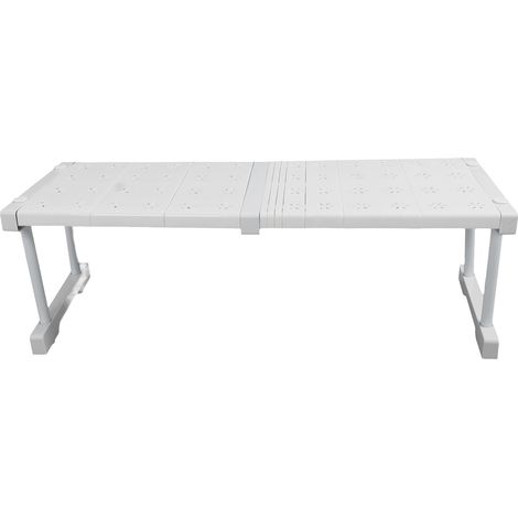 Étagère extensible sans perçage pour placard, organiseur ajustable gain de place, support de rangement sous évier, largeur 24cm, hauteur 22cm, longueur réglable 47 à 68cm/18,5 à 26,8in (1/5)