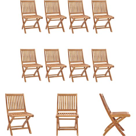 Teakholz Gartenstühle - vidaXL Klappbare Gartenstühle 8 Stk. Massivholz Teak - Gartenstühle Holz (1/5)