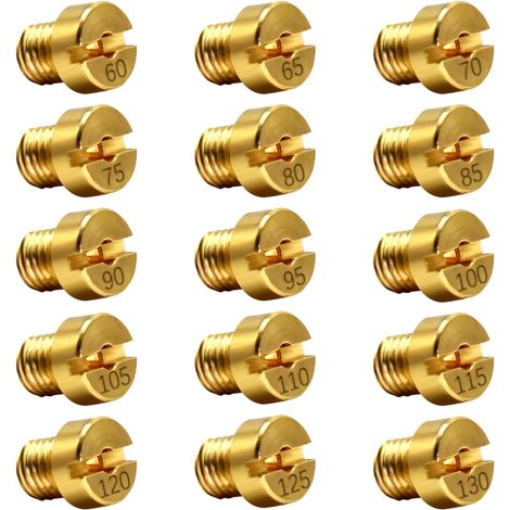 S-GIANT Boite de 15 Gicleurs 6mm Carburateur Principal Jet Set pour Carburateur Dell'Orto PHBN-PHVA 12 et 17.5mm Taille 60, 65, 70, 75, 80, 85, 90, 95, 100, 105, 110, 115, 120, 125, 130 (1/5)