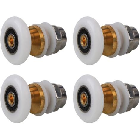 Roulettes Porte de Douche 20mm, Roulette Porte Coulissante Douche en Laiton 4 Pièces pour Rouleau pour Remplacement de Douche Coulissante Verre Porte Coureurs Rouleaux (20MM)