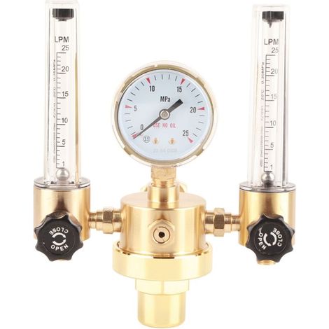 Régulateur de Gaz, Régulateur de Pression d'argon à Double Sortie, G5/8 Débitmètre d'argon Réducteur de Pression de Gaz(5/8 Female Thread)