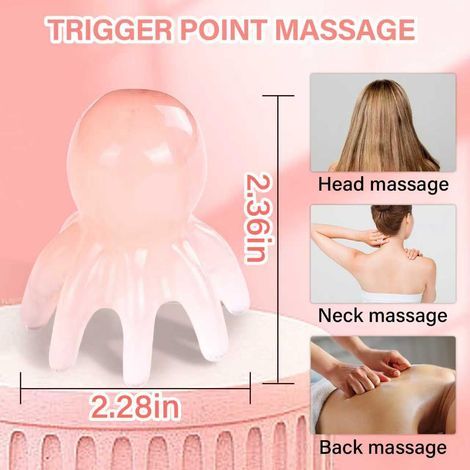 Oktopusförmiges Kopfmassagegerät, bestehend aus 4 Teilen, für Kopfhaut und Haar. Spa-Massagegerät, manuelles Akupressurgerät mit 8 flexiblen Gelenken. (1/5)