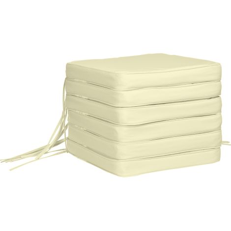 Set of 6 Pcs Chair Cushion, 42Lx42Wx5T cm-Cream White
