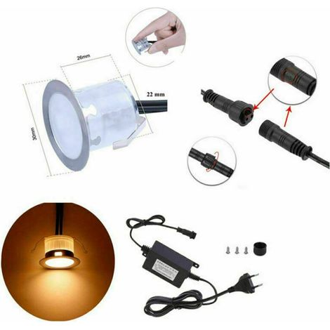 16x Faretti Incasso LED 12V Segnapasso Calpestabile Esterno IP67 + Trasformatore Bianco Freddo