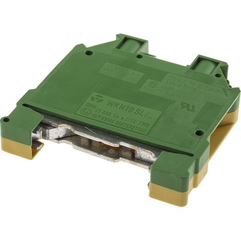 Bloc de mise à la terre 2 voies , raccordement A visser, 16 6 AWG, Vert/Jaune ( Prix pour 1 ) (1/2)