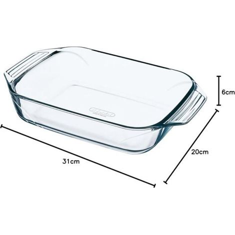 Plat à Four Rectangulaire - 1 Pièce - Verre Borosilicate - Résistant Chocs Thermiques - Cuisine Familiale et Grat MIROIR ELECTRIQUE (1/4)