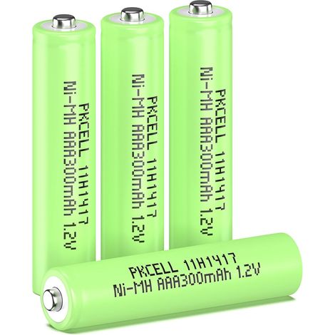 Batterie Rechargeable AAA 300 mAh NI-MH 1,2 V - Lot de 4 Batterie Préchargée pour Lampe Solaire de Jardin (1/5)