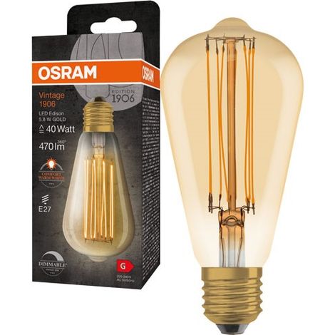Led 1906 Edison Claro Fil. dorado 5.8W E27 Caliente - Osram