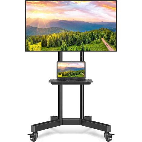 Support TV sur Pied Roulant, Meuble/Support TV roulettes Mobile pour Télévision Plasma/LCD/LED/OLED de 32-80 Pouces, Pied Charge Max de 50kg, Max VESA 600x400 mm (1/5)