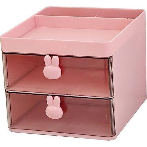 Schreibtisch-Organizer mit Schubladen, mehrstufige Büroablage, Stiftehalter – 16 x 12 x 11 cm – Rosa (1/3)