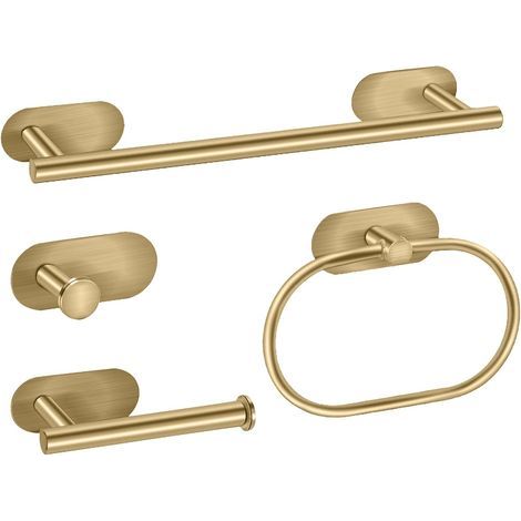 Selbstklebendes Handtuchhalter-Set, Badezimmerhandtuchhalter, Toilettenpapierhalter, kein Bohren erforderlich (gold, 40 cm) (1/5)