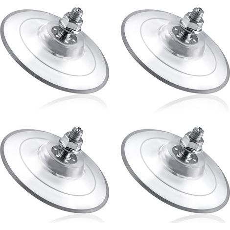 Set mit 4 großen Saugnäpfen mit M8-Schraubmutter, 85 mm, aus transparentem PVC - Extra starke und dicke Glassaugnäpfe