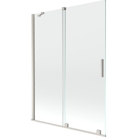 Mexen Velar paravento per vasca 2 ante scorrevoli 130 x 150 cm, trasparente, nichel spazzolato - 896-130-000-01-97 (1/5)
