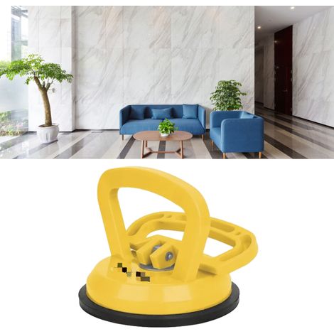 Ventouse en alliage d'aluminium avec poignée, simple face, ventouse puissante pour carrelage en verre, 50 kg, jaune (1/5)
