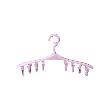 Cintre à Chaussettes Coupe-Vent Multifonctionnel, Cintre Portable à la Maison, Cintre en Plastique Amovible à 8 Clips, Rose (1/2)