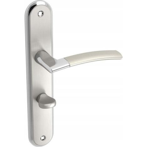 Poignée de porte WC LUXOR Satin 72 mm sur plaque longue