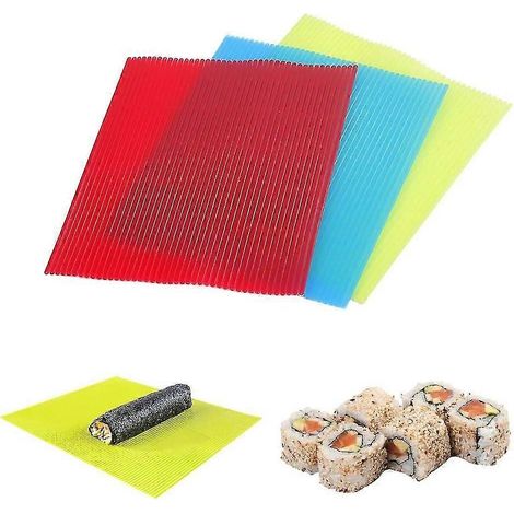 Tapis de cuisine antiadhésif 3 pièces pour sushis, kit de fabrication de sushis japonais en plastique, tapis de cuisson pour sushis à faire soi-même à la maison - pytw (1/4)