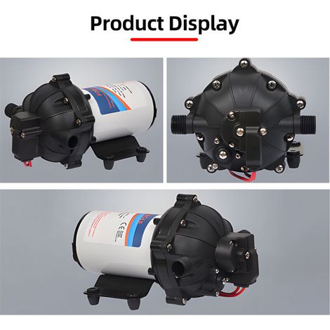12V diaphragm water pump, 5 chambers, self-priming, 5.5 GPM, 70 PSI transfer with strainer, hose fittings for kitchen, bathroom, camper van, caravan, yacht, agriculture, garden (1/5)