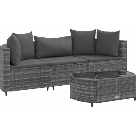Maison Exclusive - 4-tlg. Garten-Sofagarnitur mit Kissen Grau Pol