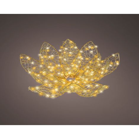 Fiore micro LED in metallo D 38 cm altezza 13 cm oro Peraga Christmas