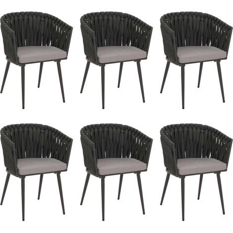 Lot de 6 chaises de salle à manger en aluminium HWC-N38, chaise d'intérieur avec accoudoir (1/5)