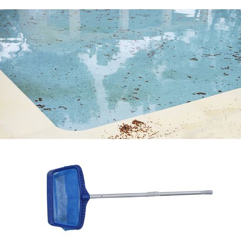 Red de limpieza para piscinas con mango telescópico de aluminio y PVC, estructura robusta y malla fina (49,5 x 41 cm / 132 cm una vez montada). (1/5)