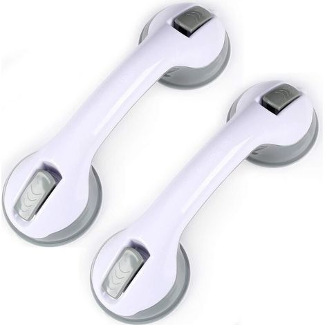 2PCS Ventouse de Poignée Douche,Poignée de Baignoire en Plastique (Aucun Perage Requis),Pour Salles de Bain,Enfants et Personnes Handicapées (Gris Clair) (1/5)