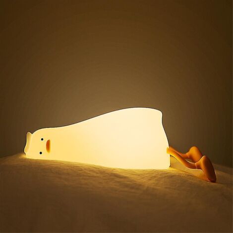 Lampe de chevet tactile en silicone souple à LED en forme de canard couché à plat, rechargeable et à intensité variable (1/5)