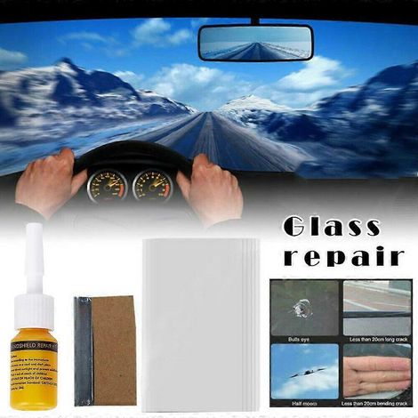 Outil de réparation de pare-brise fissuré, kit de réparation d'écran de téléphone et de vitre de voiture à faire soi-même, colle de durcissement pour verre, restauration des rayures et fissures sur le (1/5)