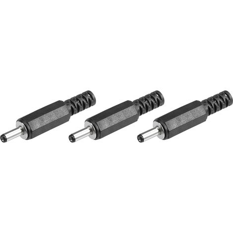 3Pcs DC Male Connector 3.5mm x 1mm Power Cable Jack Adapter Black (1/5)