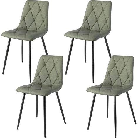 MOMMA HOME Set de 4 sillas de Comedor Verde, Acabado en Ecopiel, Suave, Estructura Metal en Color Negro - Modelo VA (1/5)
