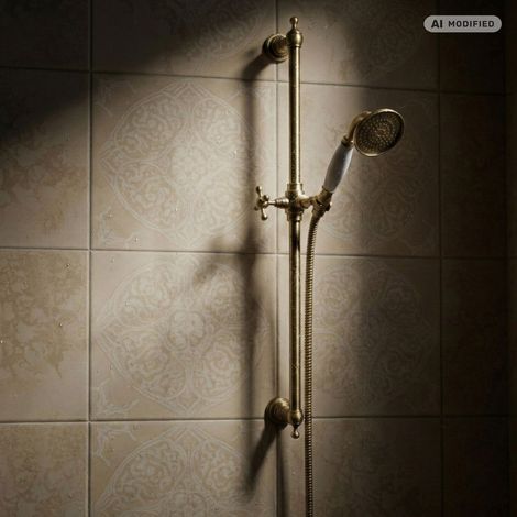PaulGurkes Ensemble de douche fixe rétro en laiton antique (1/5)