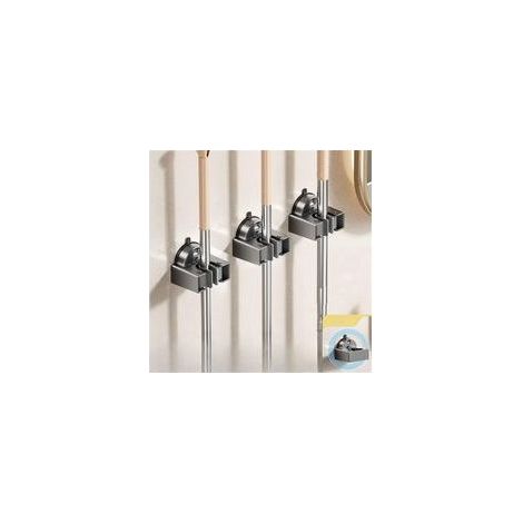 Lot de 3 supports muraux pour balai �� franges avec ventouse puissante, pour rangement de salle de bain