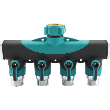 4-Wege-Gartenhahn (3/4") mit Absperrventil – Verteiler und Wasserhahnanschluss