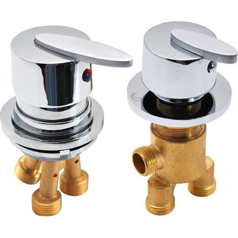Sjqka – Mitigeur thermostatique de baignoire – Finition chrome – Laiton robuste – Double contrôle eau chaude/froide – Installation facile G1/2' (1/4)