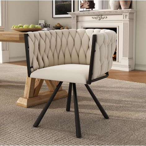 MEUBLIV Silla de comedor 59x54x72 cm beige – giratoria, lote de 4 (1/5)