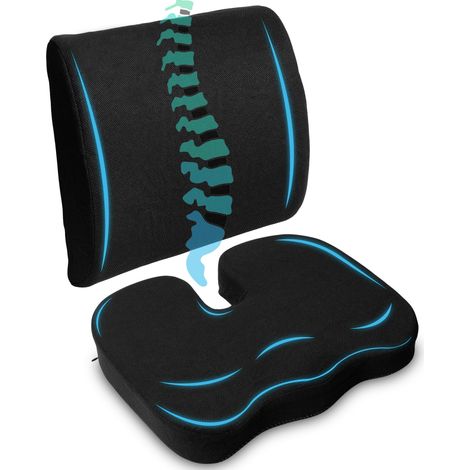 Coussin anti-escarres - Orthopédique viscoélastique - Oreiller pour coccyx et soutien lombaire - Utilisation sur chaise de bureau, roues ou voiture (1/5)