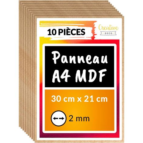 10 Panneaux MDF A4 300x210x2mm Bois Brut pour Découpe Laser (1/5)