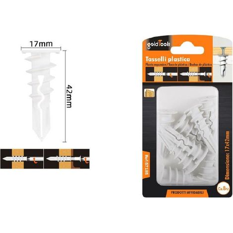 Trade Shop - Set 8 Pezzi Tasselli In Plastica Tassello Fischer Fissaggio Viti 17x42 Mm 57185 - (1/2)
