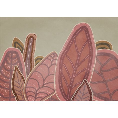 Komar Wandtapete - Papunya Leafs - 250 x 350 cm - Vlies Digitaldruck - Naturmotiv (1/5)
