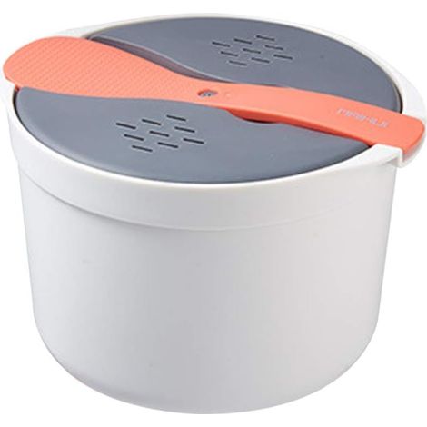 Cuiseur à riz micro-ondes, Autocuiseur Antiadhésif, 2L,cuiseur à riz et nouilles micro-ondes avec Panier, Cuillère et Couvercle, Cuisson ou réchauffage faciles, Sécurité Lave Vaisselle (orange) (1/5)