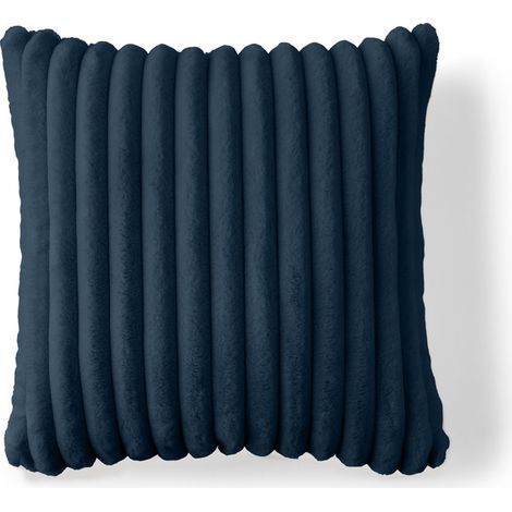 Sierra - coussin - en fausse fourrure côtelé - 50x50 cm - bleu ardoise (1/4)