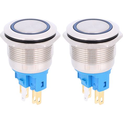 Interrupteur À Bouton Poussoir - 6 Broches Auto-Bloquant - Acier Inoxydable Ip65 - Pour Électronique Dc3-6v - Lot De 2 (1/5)
