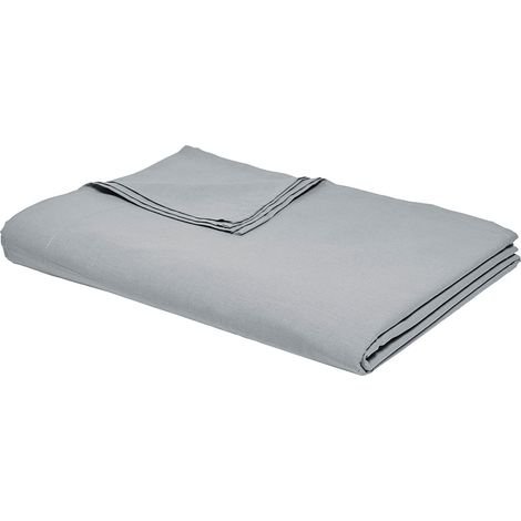Drap plat 100% coton bio 180 x 290 cm ORGANIC coloris Gris Acier