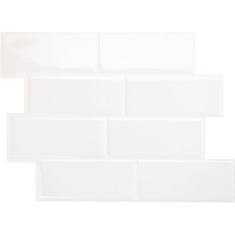1 feuille sticker mural imitation carrelage céramique, blanc, 29,4 x 21,4 cm, résine époxy PU cristalline, pour crédence cuisine salle de bain (1/5)
