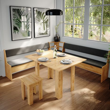 Eckbankgruppe Roman, Goldkraft Eiche, 210 x 41.5 cm mit Tisch, Vicco